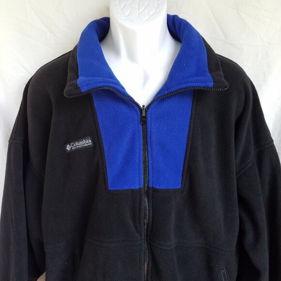 Columbia XL Full Zip Fleece Blue Black Jacket - Picture 2 of 13